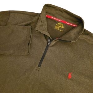Ralph Lauren Polo Men's 2XL Green Performance Long Sleeve 1/4 Zip Pullover